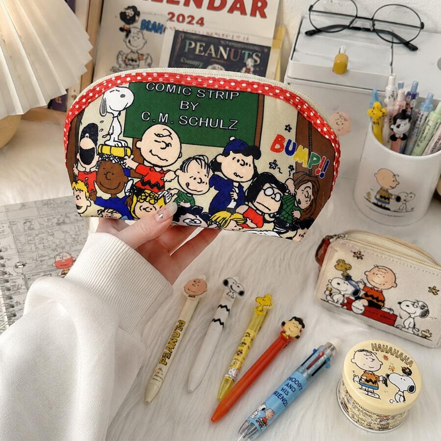 1 pieza Estuche para lápices de gran capacidad de Snoopy, Estuche para lápices con forma de lápiz/Estuche para lápices con estampado de dibujos animados, Bolsa para lápices de papelería, Bolsa de almacenamiento misceláneo, Suministros escolares, Bolsa para lápices, Mochila, Perfecto para volver a la escuela, Estuche para lápices perfecto para volver a la escuela - A - Ver 1
