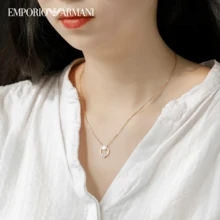 Armani EG3429221 Collar con Corazón Oro Rosa Nácar Circonita Joyería de Lujo de Diseñador - Oro rosa - Ver 2