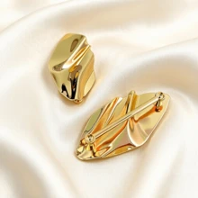 1pc Holiday Season Large Asymmetric Alloy Wavy Bikini Front Connector Scarf Buckle Waist Belt Decorative Buckle - A - View 4