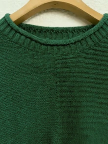 Plus Size Women Pullover Vest, Elegant European & American Style, Versatile Casual Solid Color Crew Neck Sleeveless Knit Sweater Vest Fall - Dark Green - View 3