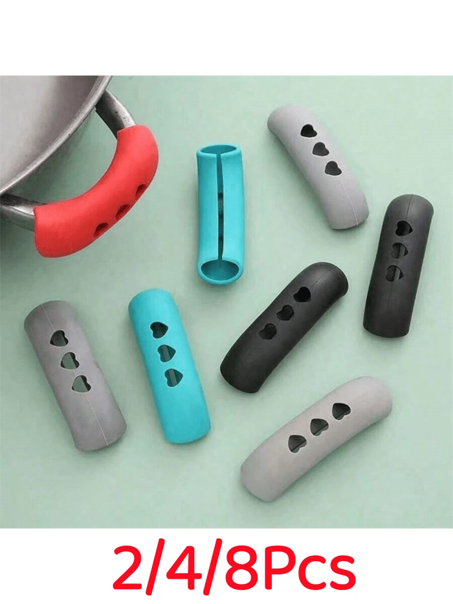 2/4/8Pcs Fundas Resistentes al Calor para Mangos de Ollas, Adecuadas para Sartenes, Ollas Vaporeras, Ollas para Sopa, Rejillas Anti-Escaldaduras - Multicolor - Ver 1