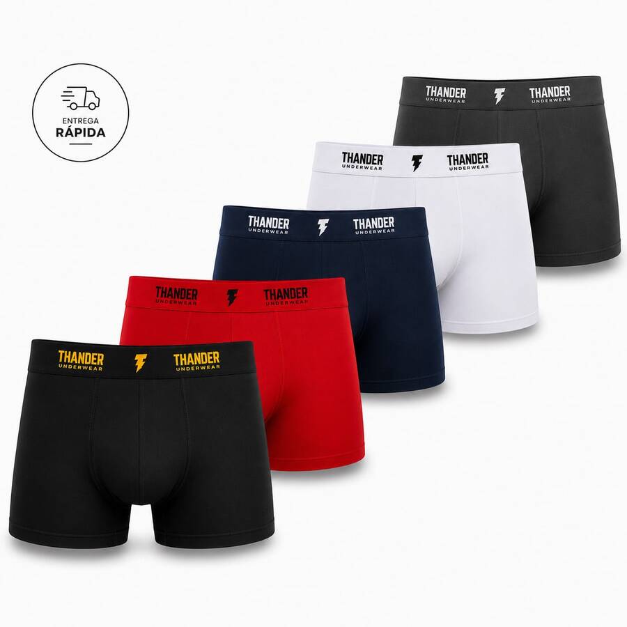 Kit 18 Cuecas Boxer Thander de Microfibra Lisa Adulto
