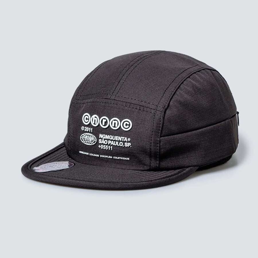 Five Panel Chronic Fake Pocket Cap With Side Pocket NGM Guenta - Black - View 1