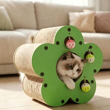 Flower-Shaped Cat Scratching Board With Interactive Bell Ball, Durable Cardboard Cat Scratching Pad, Indoor Cat Toy For Claw Care And Entertainment, Furniture Protection Pad For Kittens And Cats - one-size - View 3