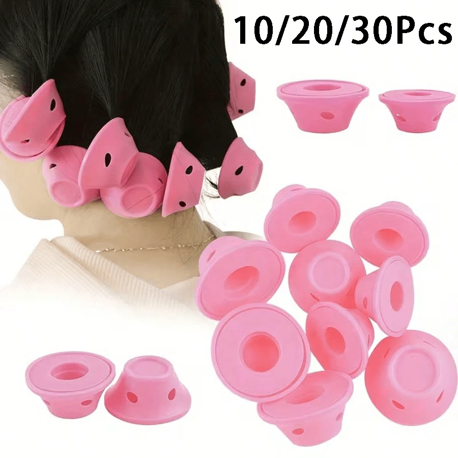 10/20/30入女性用蘑菇與鈴鐺形無熱捲髮器，適用於一般髮質，無損造型方案，無熱貝殼形螺旋捲髮造型組，適合所有髮質，睡覺時也能輕鬆造型的鬆弛友好工具，不傷髮質，商務與日常使用之首選 - 簡單易用 - 適合所有年齡層！
