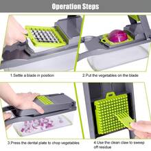14 In 1 Manual Vegetable Chopper A Multifunctional Kitchen Tool Suitable For Onions, Potatoes,Tomatoes,Cucumbers, And Carrots. The Blades Are Interchangeable And The Vegetable Chopper Is Designed To Be User-Friendly For Home Cooking And Easy To Store - Dark Grey - View 7