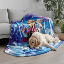 1PC Colorful Snowflake Frozen Elsa Princess, Anna Princess, Disney Princess All-Star Theme Flannel Printed Blanket, Air Conditioner Cover Blanket - 100% Polyester Knitted Quilted Blanket, Digital Print - Comfortable Bedding Suitable For All Seasons, Perfect For Napping, Camping, Travel - Ideal Gift For Friends And Family, Comfortable Flannel Blanket - Multiple Sizes Available, Ultra Soft, Suitable For Sofa/Bed, Essential For All Seasons, Perfect For Daily Rest On The Sofa - Multicolor - View 5