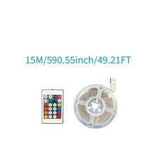 1入夢幻色RGB LED燈條，多色同步顯示，15種動態模式，24鍵紅外線遙控器，5V USB供電，自黏式燈條，適用於客廳照明、派對與展示架裝飾 - 24-Key 5050 Dream Color - 查看 13