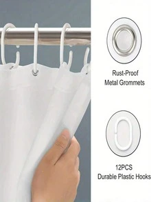 Charming Scenery, Soft & Waterproof Shower Curtain With Cute Cartoon Design - Includes Hooks, Perfect For Bathroom Decor - Baby Blue - View 5