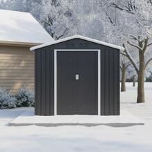7x4.3ft Metal Garden Sheds Outdoor Storage Sheds Coal Grey With Window - Grey1 - View 6