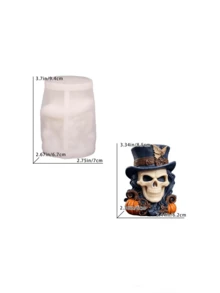 新款DIY萬聖節牛仔帽骷髏香氛石膏蠟燭矽膠模具 3D浮雕矽膠模具 - A-白色 - 查看 2