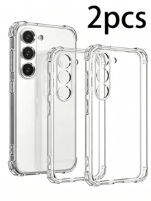 2pcs Compatible Shockproof Phone Case Set, Military-Grade Four-Corner Anti-Collision Structure, Effectively Buffers Impact During Drops. Made Of Anti-Yellowing TPU Material, Precise Cutouts, Responsive Button Feedback, Raised Lens And Screen Edges For Scratch Protection, Lightweight And Does Not Block Wireless Charging, Ideal For Personal Use, Backup, Or Replacement. Phone Accessories And Gift - Clear - View 104
