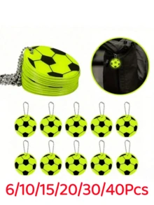 6/10/15/20/30/40 Stück Fußball Rucksack Anhänger Reflektierende Sicherheits Schlüsselanhänger Geeignet für Nachtausflüge, Gepäckanhänger - Verschiedenfarbig - Übersicht 1