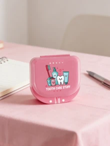 Tooth Print Letter Print, 7-Color Braces Retainer Box, Denture Box, Braces Box, Ideal Protective Case For Travel, Home, School, Gym, Camping, Office, Car And Other Occasions, Suitable For Teenagers, Adults, Orthodontic Patients, Braces Wearers, Invisible Aligner Users. - Multicolor - View 13
