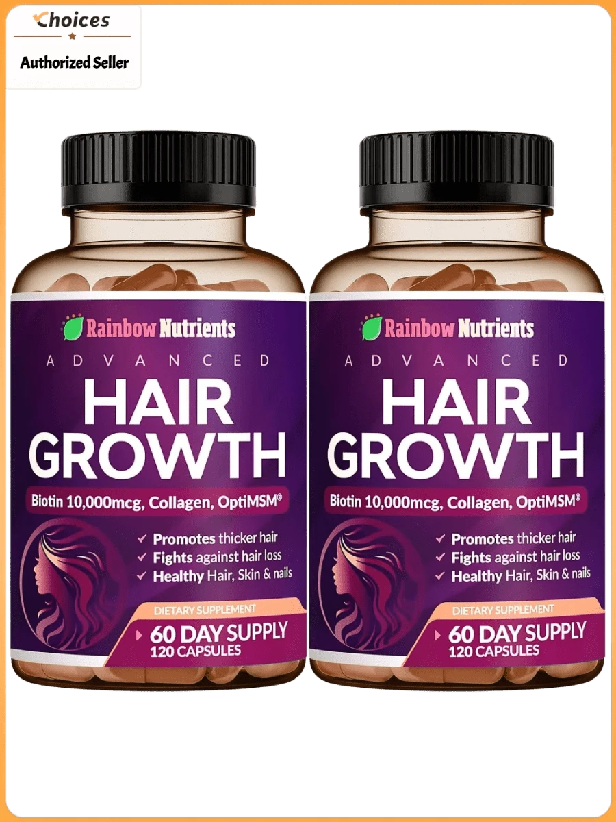 Women's Hair Wellness Vitamins With Biotin 10,000mcg, Collagen & OptiMSM ® | Hair Skin Nails Supplement Complex | Daily Beauty Support Capsules | 60 Day Supply (1 Bottle) - 2瓶 - 查看 1