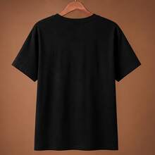 Playera mujer flores retro, camiseta estampada manga corta, blusa casual de algodón, cuello redondo para primavera, verano, festival y diario - Negro - Ver 5