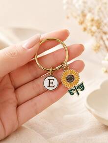 Personalized Sunflower Keychain, Girls Gift, Graduation Season, Mother's Day, Sunflower Keychain Gift, Back To School Small Gift, Yellow Flower Key Chain, Women's Keychain, Car Keychain Accessory - Sunflower Yellow Letters - View 4