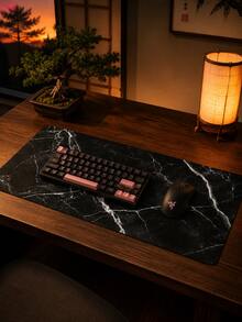 XXL Extended Black Marble Pattern Mouse Pad, Minimalist Business Aesthetic Desk Mat, Waterproof Easy-To-Clean Surface, Smooth Mouse Control Without Scratching Hands, Non-Slip Rubber Base Stable And Durable, Not Easy To Fray, Father's Day Graduation Gift, Suitable For Home Office Study Computer Desk, Desk Mouse Pad, Mouse Keyboard Pad - View 3
