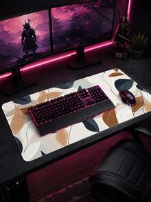 Alfombrilla de escritorio minimalista con estampado de hojas, estilo nórdico de plantas, para mouse de computadora, superficie de tela suave con control de mouse fluido, base de goma antideslizante estable y duradera, impermeable y fácil de limpiar, adecuada para el hogar, la oficina, el estudio, el Día de la Madre, regalo de graduación, alfombrilla de escritorio extendida - Ver 5