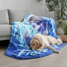 1PC Colorful Snowflake Frozen Elsa Princess, Anna Princess, Disney Princess All-Star Theme Flannel Printed Blanket, Air Conditioner Cover Blanket - 100% Polyester Knitted Quilted Blanket, Digital Print - Comfortable Bedding Suitable For All Seasons, Perfect For Napping, Camping, Travel - Ideal Gift For Friends And Family, Comfortable Flannel Blanket - Multiple Sizes Available, Super Soft, Suitable For Sofa/Bed, Essential For All Seasons, Perfect For Daily Rest On The Sofa - Multicolor - View 5