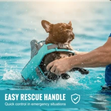 Chaleco salvavidas para perro, traje de baño de alta flotabilidad para perro pequeño, chaleco salvavidas ajustable y reflectante, de alta visibilidad, adecuado para nadar, remar, deportes al aire libre - Azul menta - Ver 7