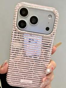 簡約可愛粉色條紋線條蘋果水果鏡面亮面手機殼，適用於 iPhone 17 Pro Max 17 Pro 17 16 Pro Max 16 Pro 16 15 Pro Max 15 Pro 15 14 Pro Max 14 Pro 14 13 Pro Max 13 Pro 13，夏季甜美風防震後蓋 - 粉紅色條紋蘋果 - 查看 2