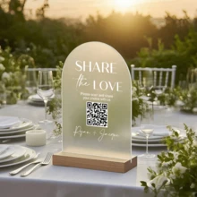 1pc Share Love Wedding QR Code Sign, Wedding Photo Sign, Capture Love, Wedding QR Code Sign, Modern Wedding Arch Sign - Multicolor - View 3