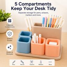 Desktop Pencil Holder, Cosmetic Storage Box, Pencil Desktop Organizer, Stationery Supplies Organizer, Cute Pencil Cup Pot, Suitable For Office, School, Art Supplies, Back To School Supplies, School Supplies, First Day Of School - Multicolor - View 2