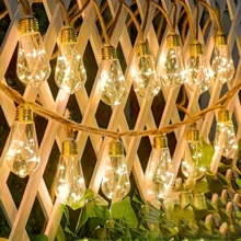 10/20 LED 太陽能戶外繩燈串燈，懸掛式繩燈串燈，露營帳篷裝飾照明，8 種模式燈泡花園串燈，適用於庭院、圍欄、屋簷、露台、婚禮裝飾 (10LED 300mAh/20LED 500mAh) - 太陽能 - 查看 9