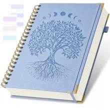300-Page A5 Spiral Notebook With Embossed Tree Of Life Leather Cover, Lined Paper, 24 Index Tabs, Unisex For School, Work And Home Use, Back To School Essential, Graduation Gift School Supplies - Multicolor - View 19