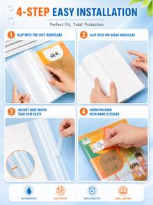 1-40pcs Plastic Book Covers - 10/20/30/40pcs Transparent PVC Book Sleeves, Waterproof Reusable Adjustable Clear Book Covers, Suitable For A4/16K/A5 Notebooks, Ideal For School, Office And Daily Use, Back To School Supplies - Multicolor - View 7