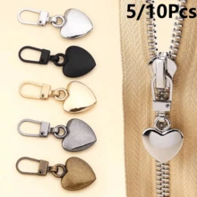 5/10Pcs Heart-Shaped Multi-Functional Metal Detachable Zipper Pull Replacement Tags Zipper Slider Repair Kit, For Luggage Handbags Backpacks Coats - Multicolor - View 2