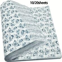 10/20張藍色蝴蝶圖案禮品包裝紙，尺寸13.78x19.68英吋，適合禮品包裝、婚禮、生日、嬰兒派對和DIY手工藝 - 蝴蝶 - 查看 2