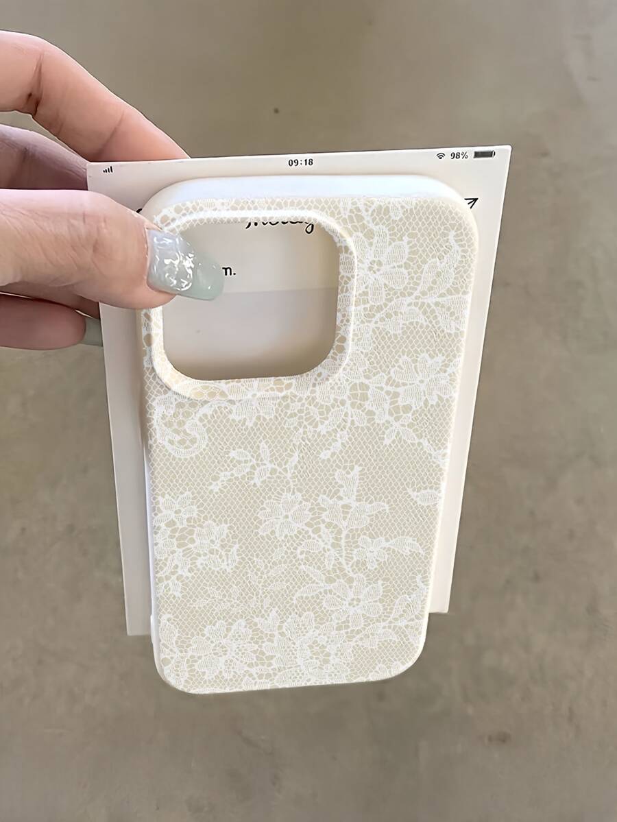 1 قطعة غطاء هاتف TPU ناعم مقاوم للصدمات بتصميم شبكي من الدانتيل الأبيض بنمط مخصص بسيط وعصري، تغطية كاملة، مقاوم للبقع، غلاف واقي متوافق مع Apple 17 16 15 14 13 12 11 Pro Max Air والسلسلة - متعدد الألوان - مشاهدة 1