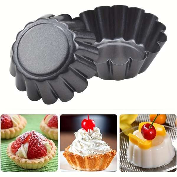 2/8/12 Stücke Set Antihaft-Kohlenstoffstahl Tarte-/Kuchenformen, dickwandiges Design, langanhaltend und leicht zu reinigen, geeignet zum Backen von Tartes, Puddings und Kuchen, multifunktionale Backutensilien für den Heim- und Profieinsatz