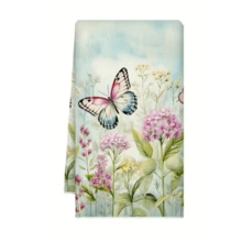 2 Packs Floral Kitchen Towels: Lavender & Butterfly Designs. Absorbent, Quick-Dry, Lint-Free Polyester Microfiber, Machine Washable. Perfect For Cleaning, Drying Dishes & Vintage Garden Decor. - Multicolor - View 17