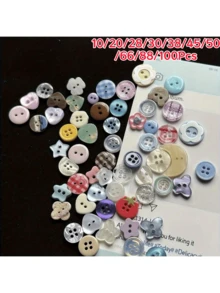 10/20/28/30/38/45/50/66/88/100個 高光彩色樹脂鈕扣 DIY 手作裝飾珠飾配件 可愛鈕扣 - 彩色 - 查看 13