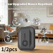 1/2pcsUSB Desktop Insect Repellent: Silent Operation, Pet-Human , Multi-Frequency Sound Wave For Home/Office/Hotel Pest Control - Black - View 11