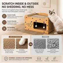 Bubble Fish & Star Moon & Double Cat Head Cat Scratcher, Paper Material Cat Scratching Lounge Designed With Double Layers, The Upper Layer Is Detachable And Unfixed, Double-Level 2-In-1 Cat Bed & Scratcher For Multi-Cat Households Comes With 2 Balls - 均碼 - 查看 5