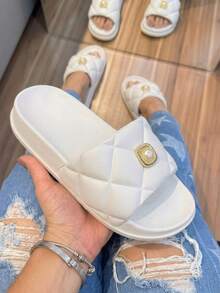 Women's Casual Slide Sandal, Very Soft, Lightweight, Comfortable, Non-Slip, Stylish, Summer Fashion - 珍珠白 - 查看 1