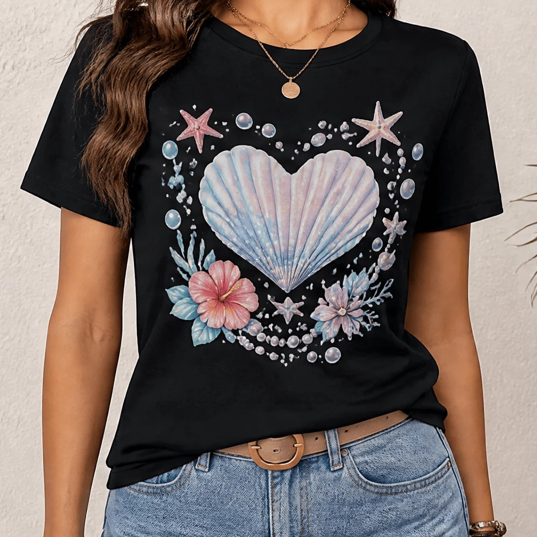 Camiseta casual de manga corta para hombre de con estampado de ilustración de Stitch usando gafas de moda, adecuada para uso al aire libre, top de verano para hombre - Negro - Ver 1