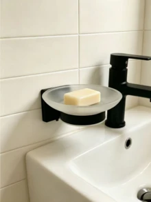 Stainless Steel Soap Dish, Wall-Mounted Soap Dispenser, Shower Gel Dispenser Bottle, Hand Soap Bottle, Bathroom Storage Hook, 1pc - Square Base - View 6