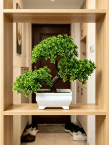 1件盆栽人造植物花卉套裝，塑料花家居裝飾，室內桌面中心裝飾，客廳用假綠植，可重複使用的裝飾飾品，人造植物，戶外用人造花，附盆人造植物 - 白色 - 查看 5