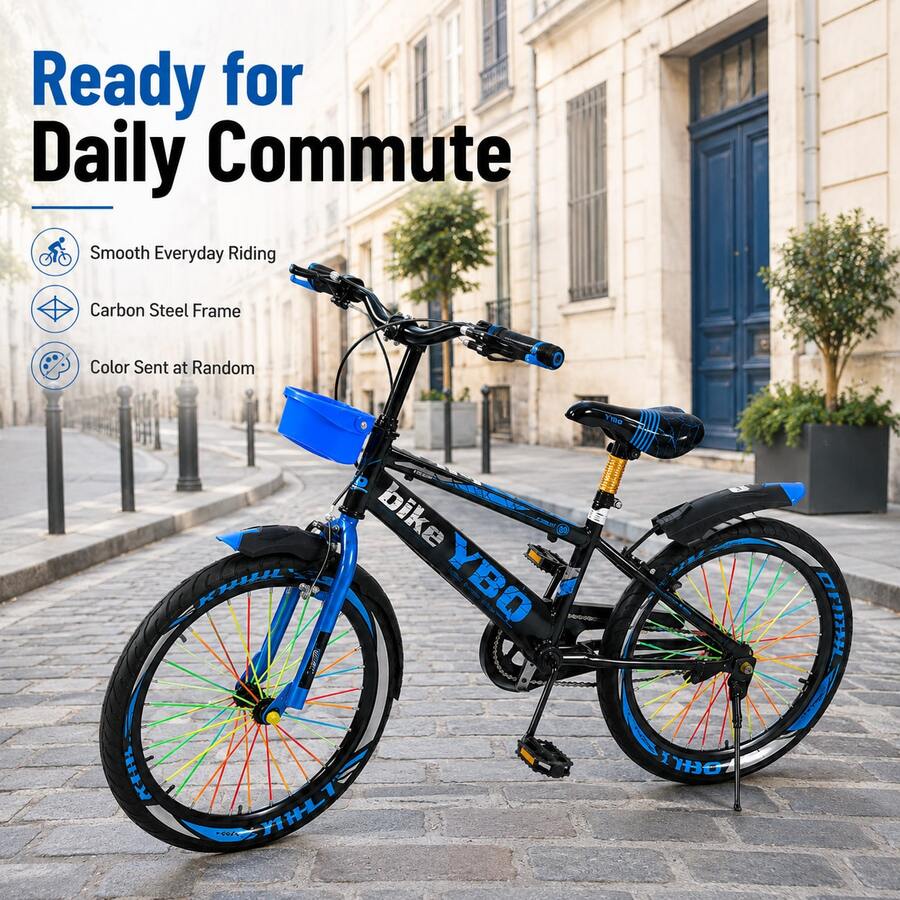 20 Inch Carbon Steel Commuter Bicycle, Sporty Casual Pedal Bike, Blue Color Preferred Random Delivery, Suitable For Daily Commuting/Outdoor Cycling - Multicolor - View 1