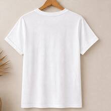 Playera mujer estampada con ojo místico y estrellas, camiseta manga corta casual, cuello redondo, cómoda para look bohemio diario - Blanco - Ver 5