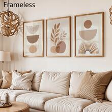 3pcs Unframed Canvas Wall Art Posters, Vintage Style Posters, Neutral Tone Modern Art Prints, Beige Abstract Geometric Canvas Artwork, Unique And Imaginative Wall Decor, Unframed - 222 - View 2