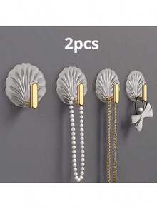 1/2//4/8pcs Sets Of Non Perforated Hooks With Strong Adhesive Keys, Wall Mounted Clothes, Bathroom Bathroom Doors, And Rear Adhesive - Gold - View 6