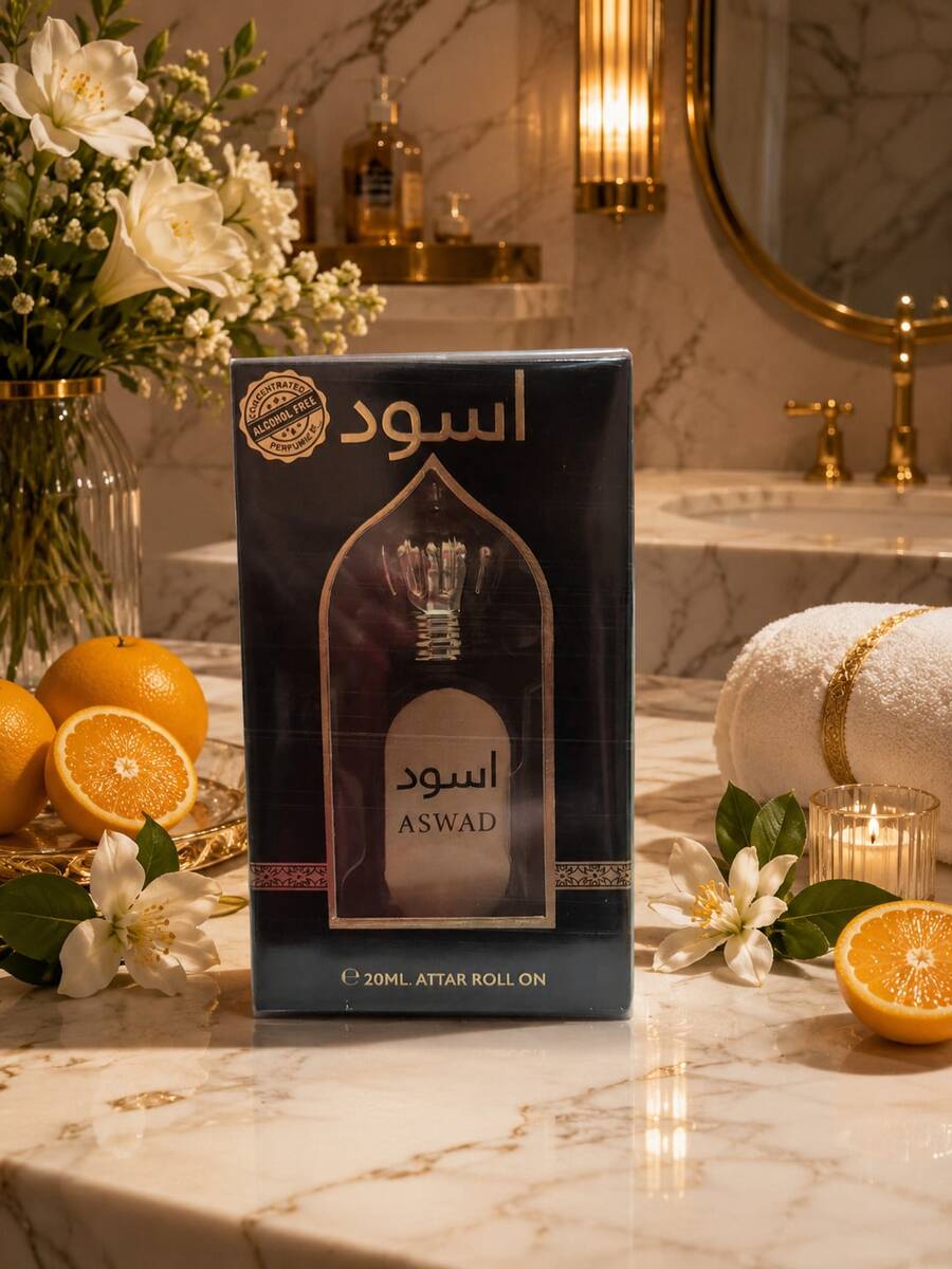 Ard Al Zaafaran Aswad roll-on à l'huile de 20 ml parfum homme intense - Chaud et épicé - Voir 1