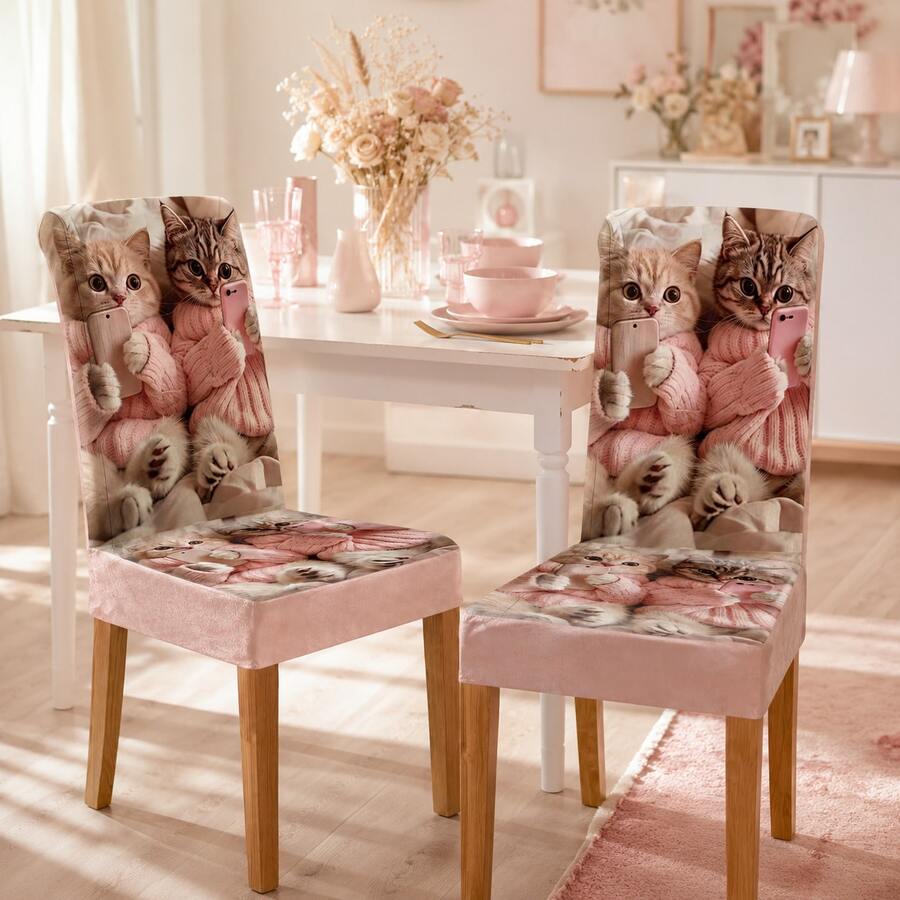 Set Of 2 Chair Covers With Plant, Flower And Animal Print, Elegant High-End Design, Versatile For Interior Decoration And Home Use - Multicolor - View 1