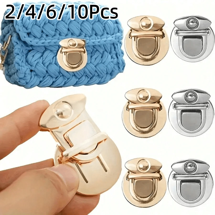2/4/6/10Pcs Gold Metal Snap Button Locks, Handmade Woven Bag DIY Craft Supplies, Handmade Sewing Accessories, All Season Wallet Clasps, Suitable For Handmade And DIY Projects